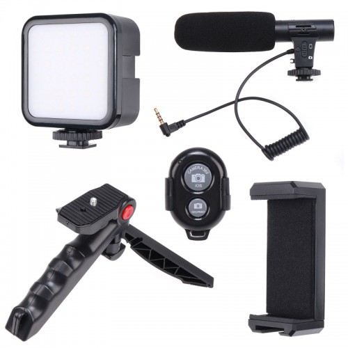  Multifunctional Professional Vlogging Kit With Tripod LED Video Light And Phone Holder